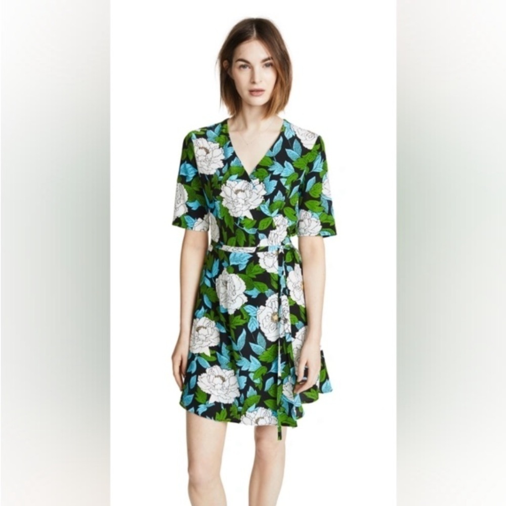 Diane Von Furstenberg Savilla Wrap Silk Floral Mini Dress Sz 4 Luxury Maximalist